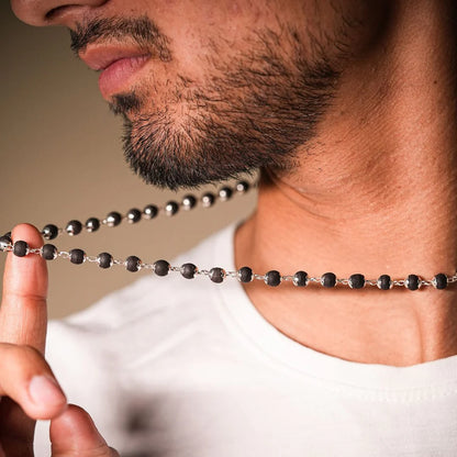 Karungali Mala Silver Cap  Necklace