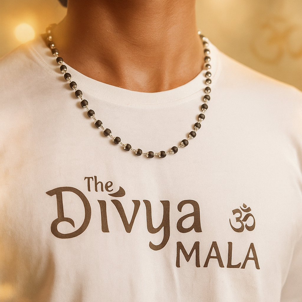 Karungali Mala Silver Cap  Necklace