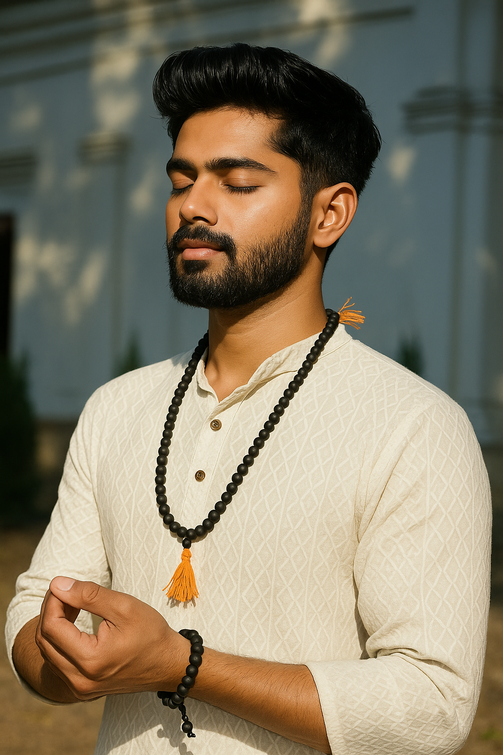 Karungali Mala & Bracelet Combo – Authentic Ebony Wood for Spiritual Protection & Healing