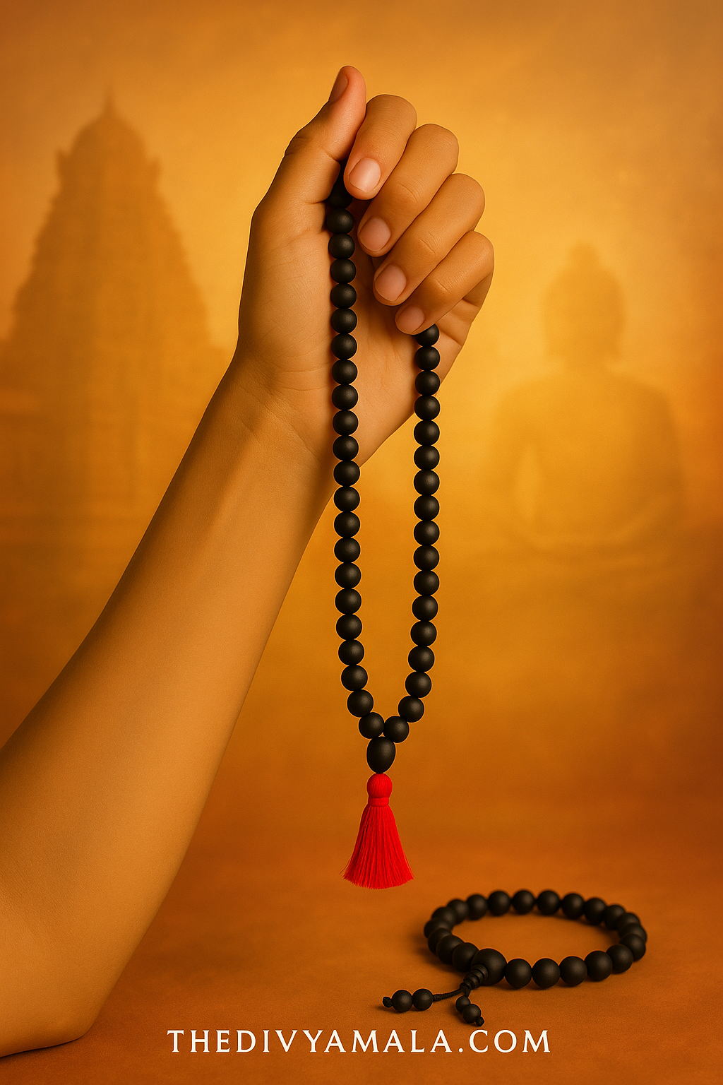 Karungali Mala & Bracelet Combo – Authentic Ebony Wood for Spiritual Protection & Healing
