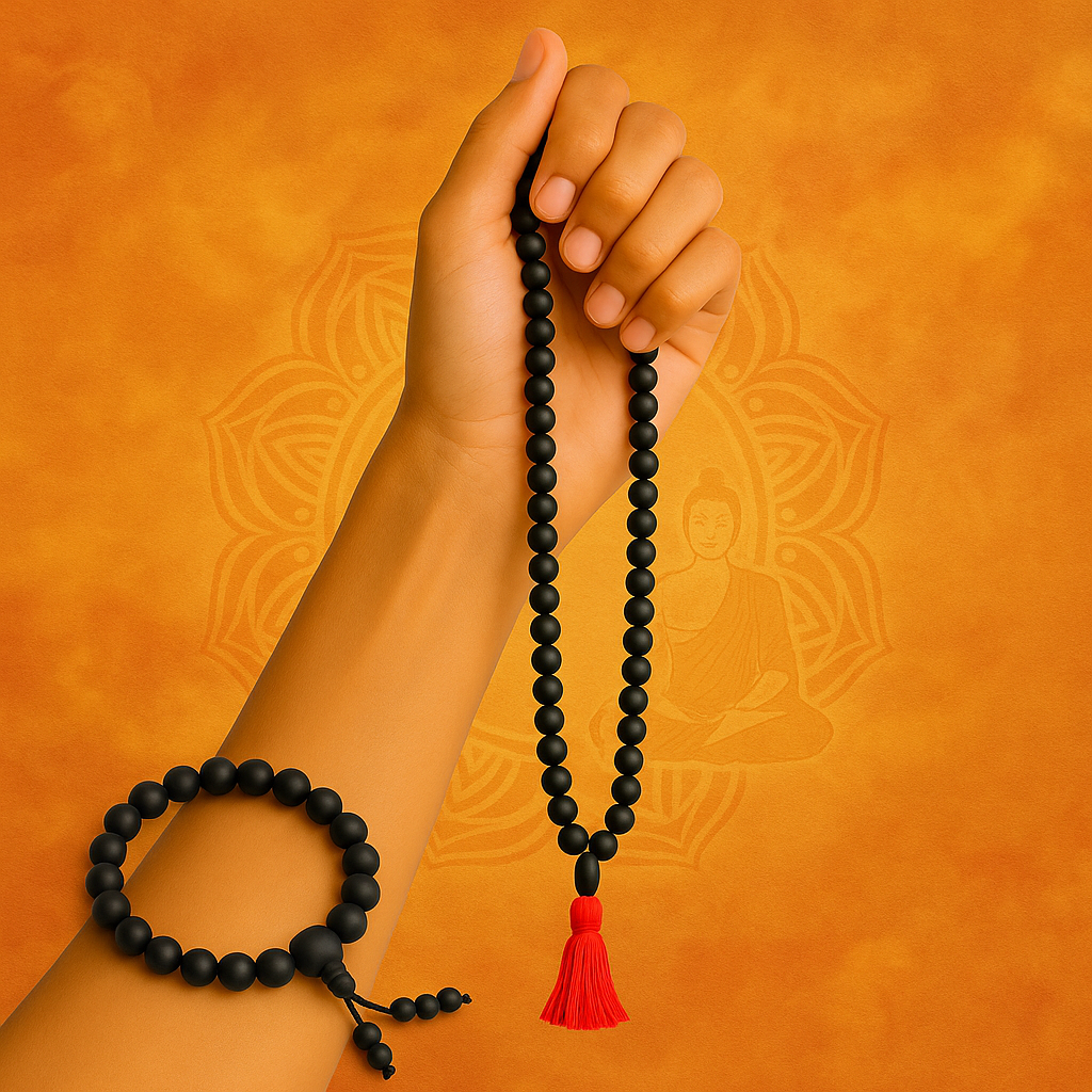 Karungali Mala & Bracelet Combo – Authentic Ebony Wood for Spiritual Protection & Healing