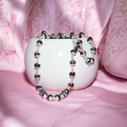 Karungali Mala Silver Cap  Necklace